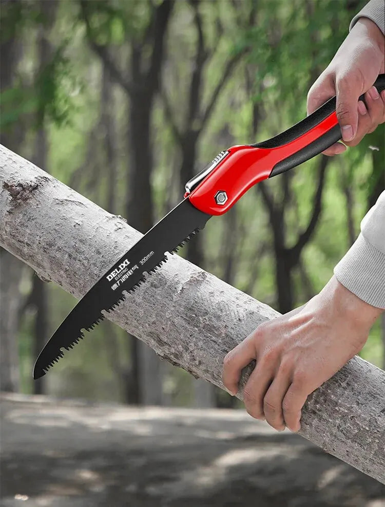 DELIXI ELECTRIC Folding Saw,SK5 steel One-button Folding Design,Sharp Cutting Wood,Camping DIY,Garden Saw,Tree Chopper Knife